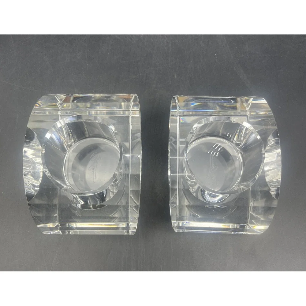 VTG Crystal Cut Votive Candle‎ Holder Set OLEG CASSINI Signed Set of 2